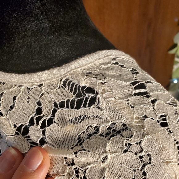 Zac and Rachel White and Blue Peasant Blouse with Lace - Picture 8 of 15